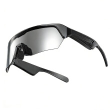 Smart Bluetooth Sunglasses with OpenEar Audio, Polarized UV400 Cycling Glasses, Silver Lenses