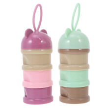 Milk Powder Dispenser Baby Formula Container ThreeLayer Stackable Travel Holder with Bear Design