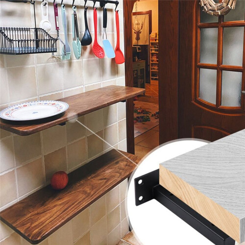 2Pcs Wall Shelf Iron Support Heavy Duty Floating Bracket Black Board Home Office Kitchen Storage Rack Shoe Ledge 1