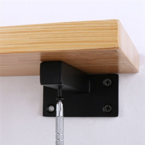 2Pcs Wall Shelf Iron Support Heavy Duty Floating Bracket Black Board Home Office Kitchen Storage Rack Shoe Ledge 2