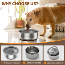 Pet Floating Bowl Stainless Steel Non-Wetting Mouth Water Dispenser Portable Water Drinker Pet Supplies for Dog Cat 3.5L