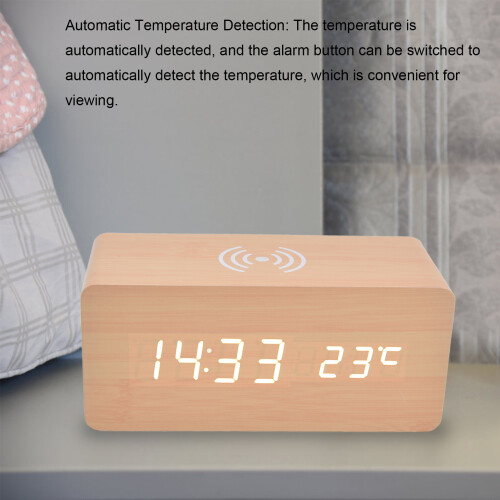 Wireless Charging Digital Clock with Automatic Temperature Detection White 2