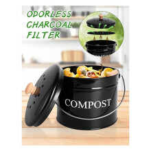 Bac Ă Compost de Cuisine pour Comptoir, Seau Ă Compost de 1 Gallon avec Couvercle, Home Noir