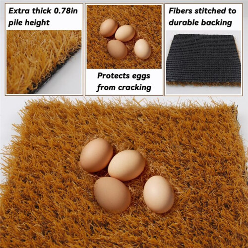 6Pcs Washable Chicken Nesting Pads,Chickens Nesting Pads Artificial Grass Rug Reusable Hens Nest Boxes Pad 2
