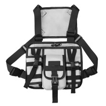 Gray Tactical Chest Rig Bag with Large Capacity Storage and Adjustable Harness for Outdoor Sports