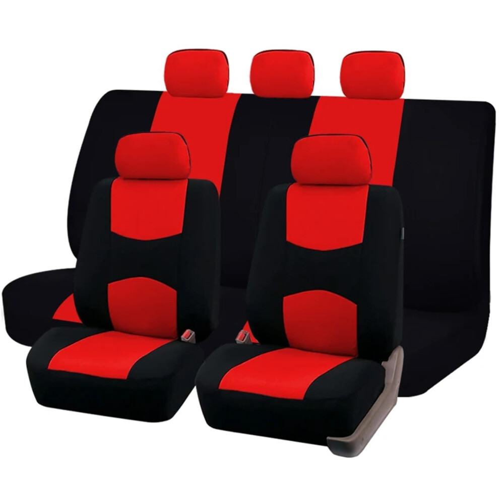 Universal Car Seat Covers Set, AllâSeason Breathable Polyester, Durable Bicolor Seat Protector For Cars Suvs And Vans Red 9073542693529