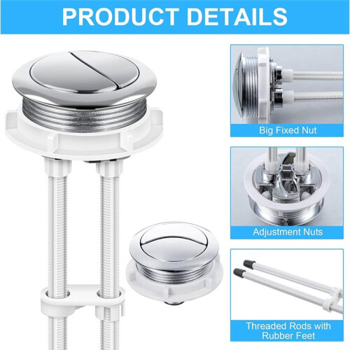 2pcs 48mm Toilet Tank Buttons, Flush Valve Dual Push Button Replacement for Glacier Bay Aquasource AquaSource 1