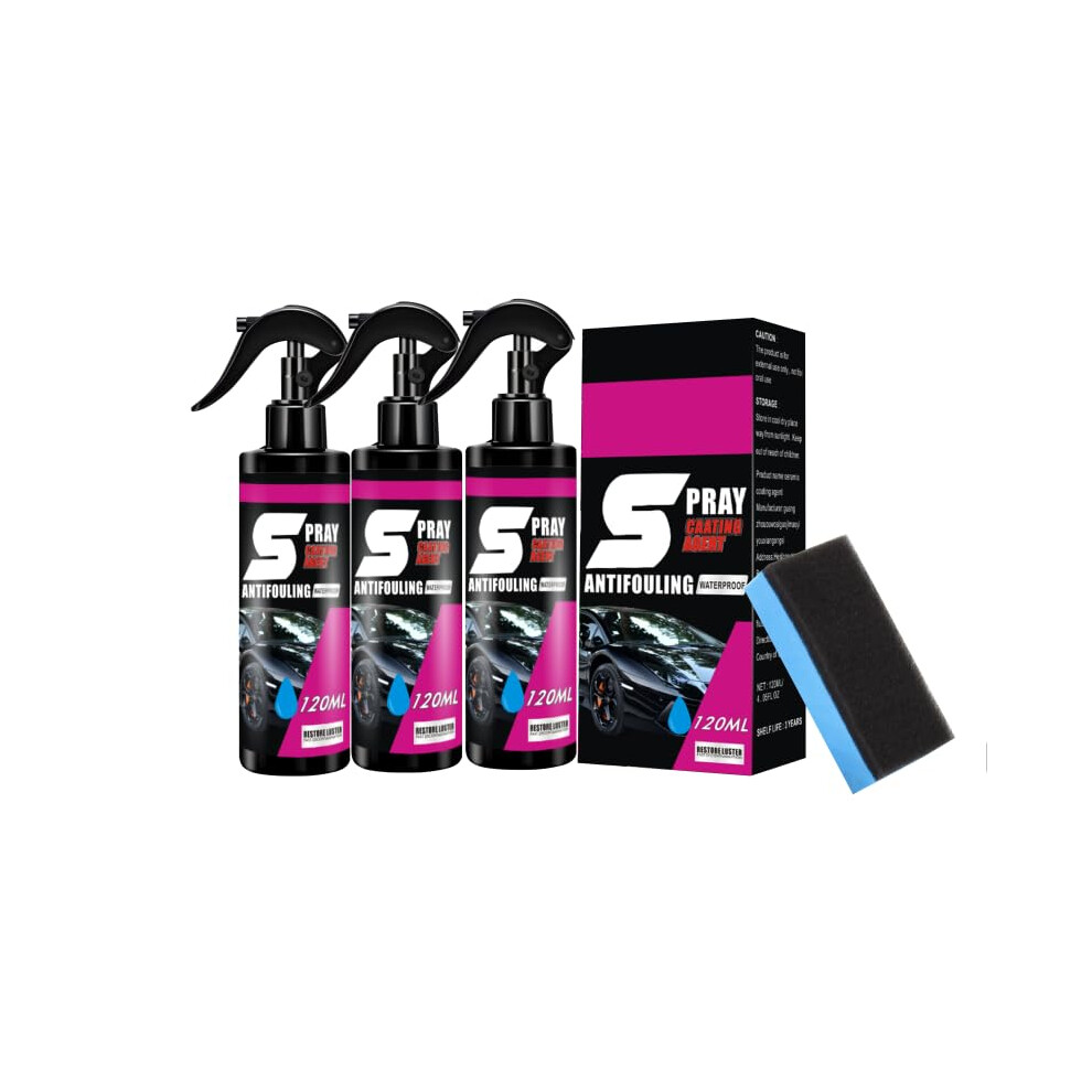 3 In 1 Ceramic Car Coating Spray 120Ml 3 Pack, Nano Scratch And Hydrophobic Gloss Finish 9330225972372