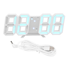 LED-veggklokke med justerbar lysstyrke, digital vekkerklokke, elektronisk tidsvisning, 12-timers 24-timers format, snooze og lydkontroll,