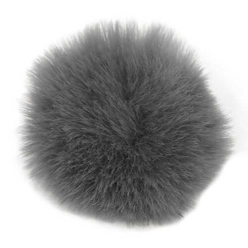 Furry Windscreen for Lavalier Microphone Grey Clip-On Artificial Fur Mic Muff
