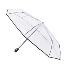 Automatic Transparent Folding Umbrella with OneTouch Open Close, Windproof Compact Travel Design