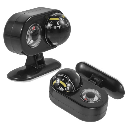 2pcs Car Dashboard Compass with Thermometer for Vehicle and Boat Navigation, Durable Clear Display
