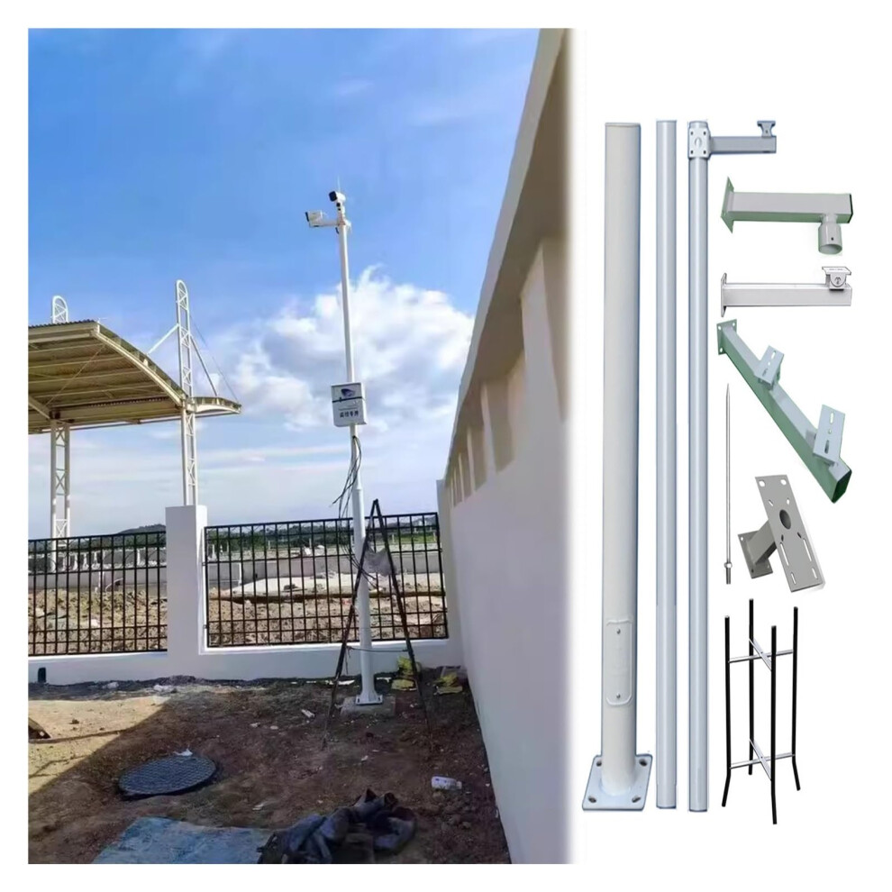 Outdoor Security Camera Pole 14.8Ft Heavy Duty Galvanized Steel With Mounting Brackets And Lightning Protection 9092120674200