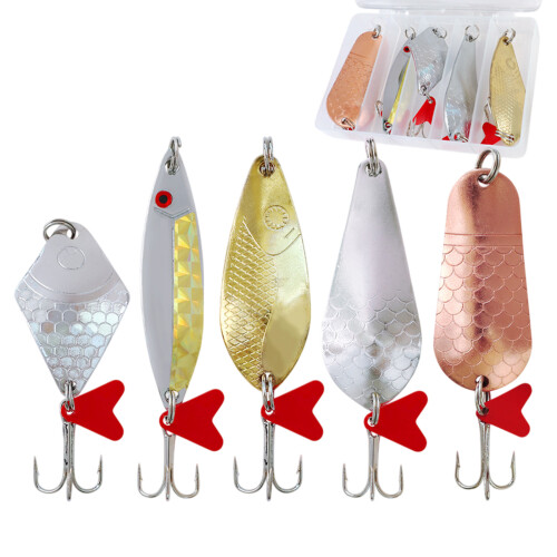 Treble Hook Spinner Baits Sequins Lures Metal Construction Spoon