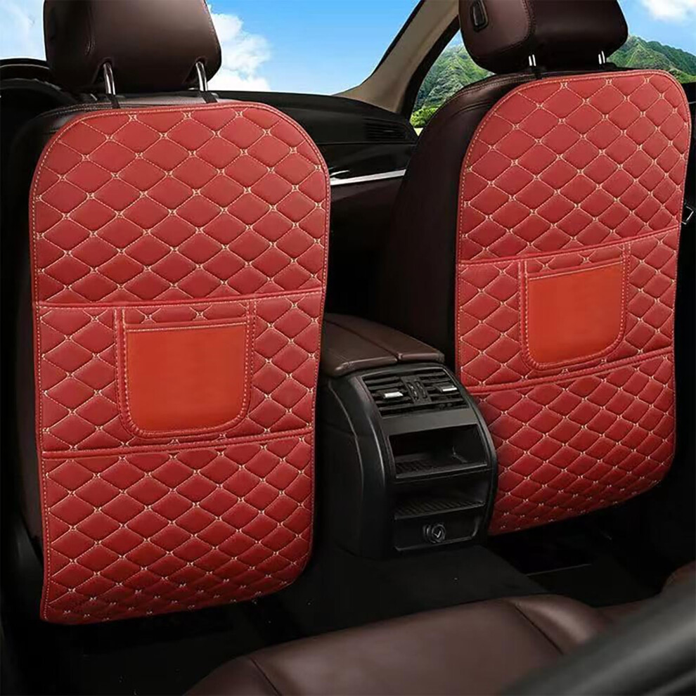Waterproof Leather Car Seat Back Protector With Storage Pockets For Ford Escape 2001Â2023 D/ Red 9330225972501