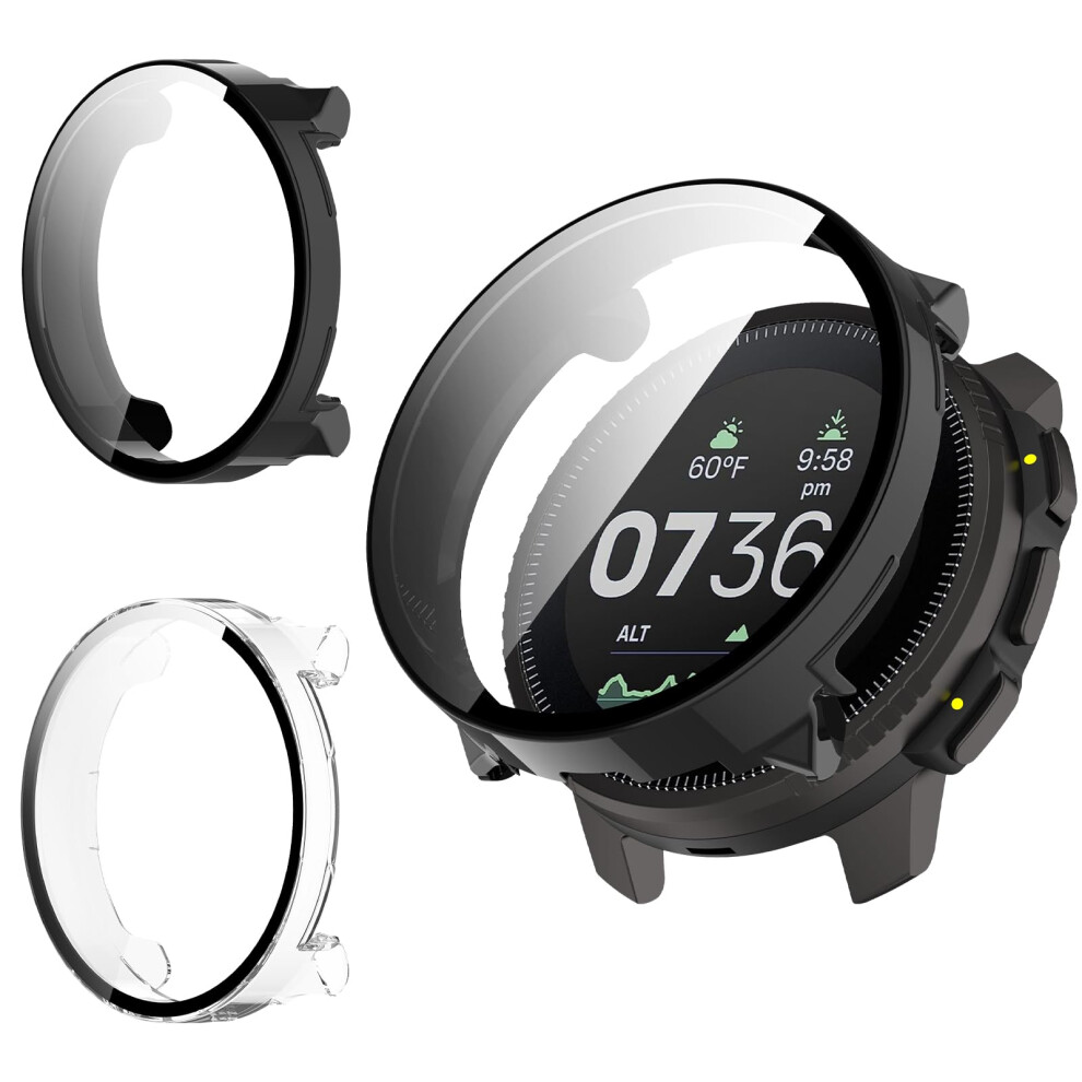 Tempered Glass Screen Protector And Full Body Case, 2 Pack And Clear For Suunto Vertical Black 9455672185998