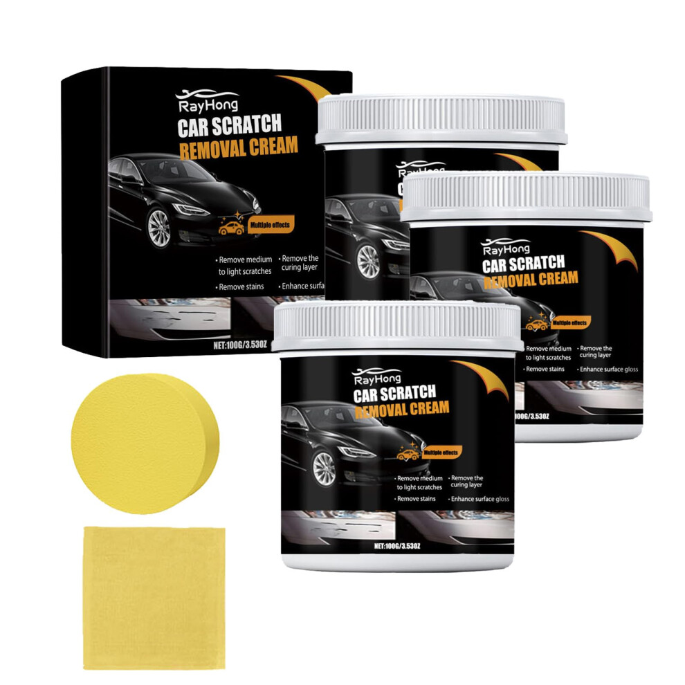 Car Scratch Remover Wax Kit 2024, Fast Scratch Polish Paste With Sponge For Deep Auto Paint Restoration (C3pcs) 9092120176834
