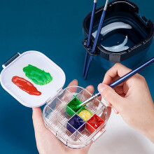 Superior Scatola di Vernice Pieghevole 3 nel 1 Viene Fornita con Rondella Penna Tavolozza di Colori un 16 Griglie Scatola di Imballaggio per Pigmenti