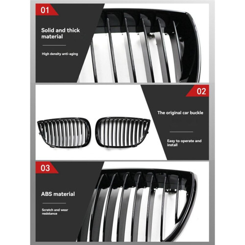 Gloss Black Front Kidney Single Grill for  1 Series E81 E82 E87 E88 2004-2007 1