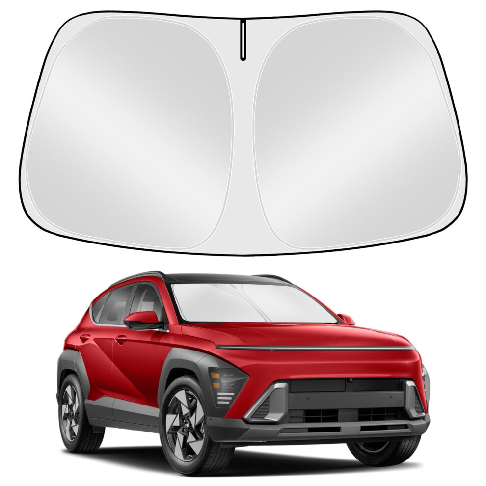 Custom Fit Windshield Sun Shade For Hyundai Kona 20242025, Duallayer Uv Protection Foldable Visor 9330225972723
