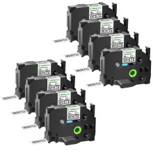 Label Tape for Brother Ptouch TZe241 18mm Black on White Laminated, Strong Adhesion, 8 Pack
