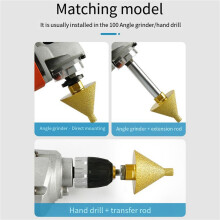 2X M10 Diamond Beveling Chamfering Bit Hole Drill Reaming Cone Carve Polish Grinding Wheel 45mm