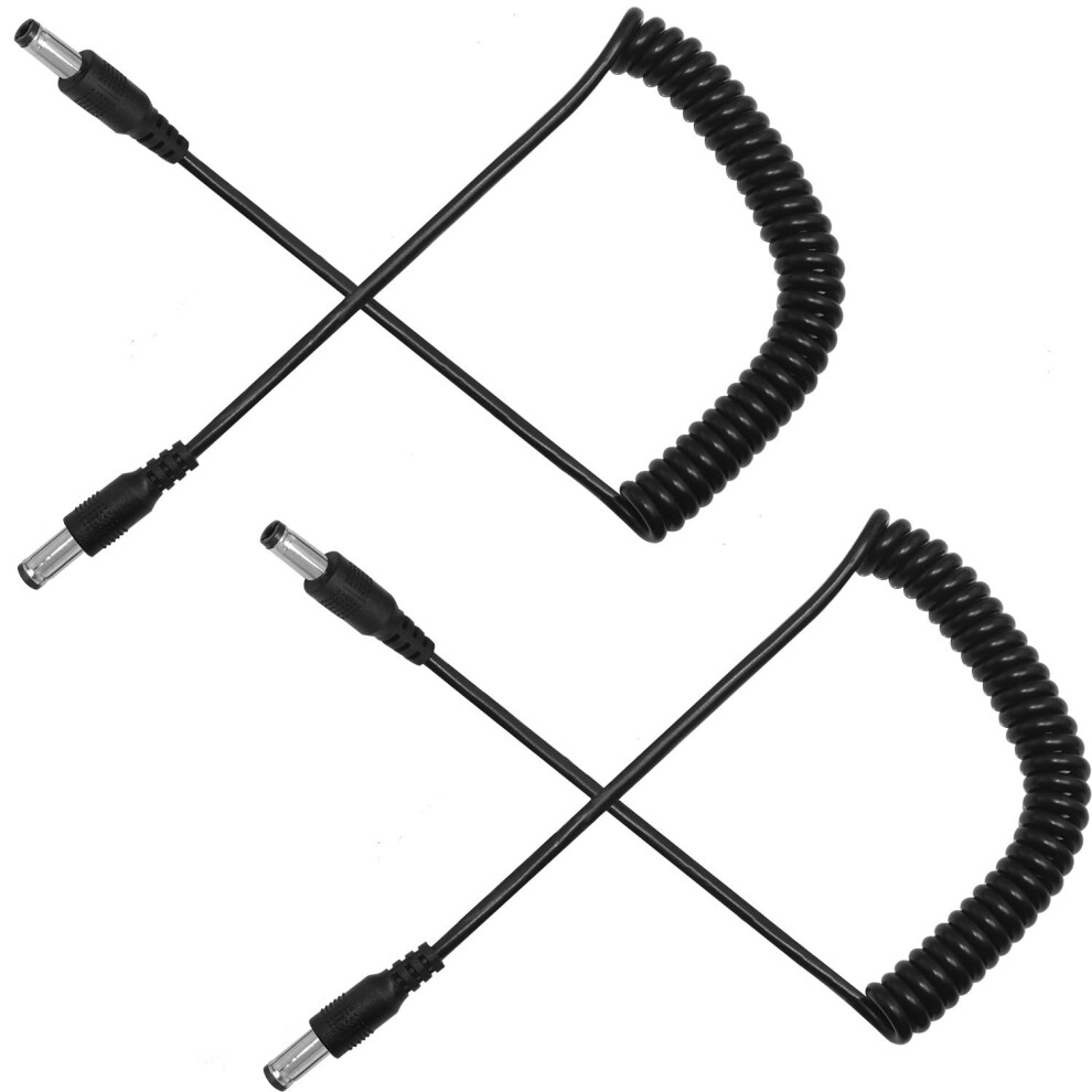 2Pcs Dc Power Extension Cable 5Ft Dc5521 Male To Male Spring Stretch Cord For Cctv And Led Strips 9455672186582