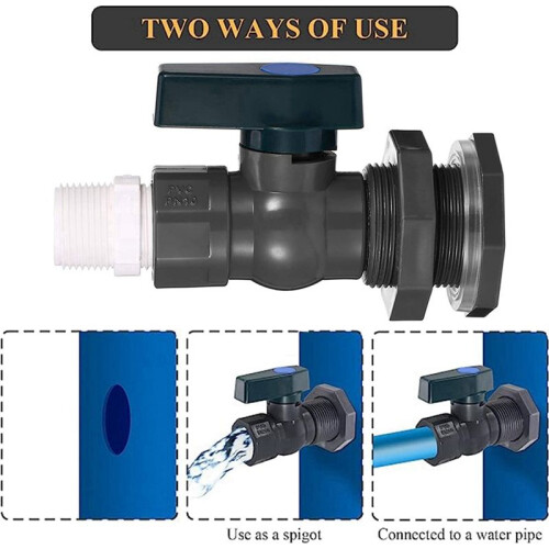 2X PVC-Regeneimer-Wasserhahn-Kit, 3/4-Zoll-PVC-Kugelventil, Eimer-Eimer-Wassertank-Teicheimer-Wasserhahn-Kit 2