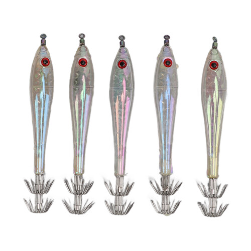 5PCS Hard Fishing Lure Squid Bait Double Hook Artificial White 44g 1