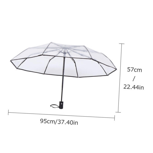 Automatic Transparent Folding Umbrella with OneTouch Open Close, Windproof Compact Travel Design 1