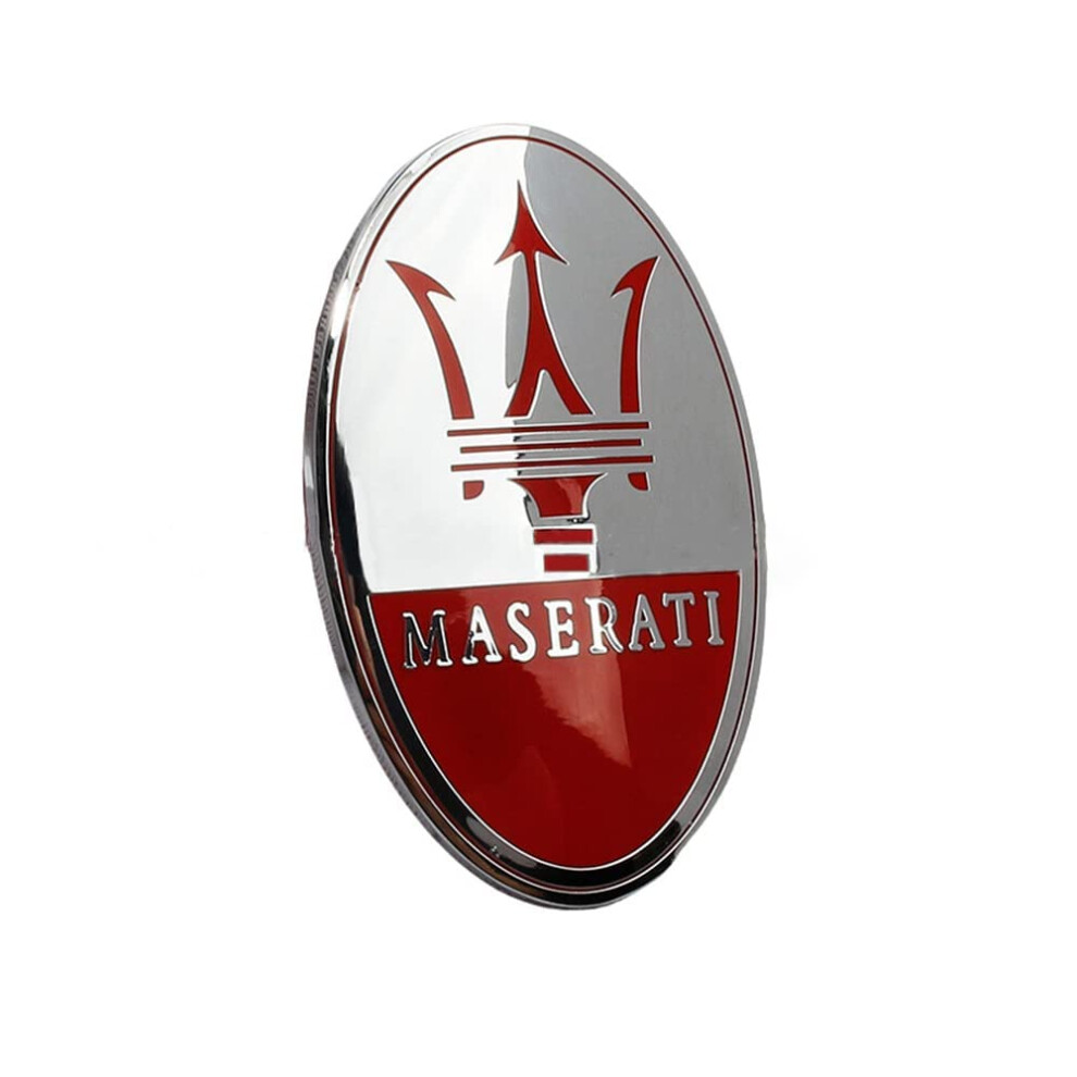 Hood And Trunk Emblem Badge Sticker For Maserati Ghibli Levante Quattroporte Grecale Mc20, Waterproof Adhesive Red 9330225973072