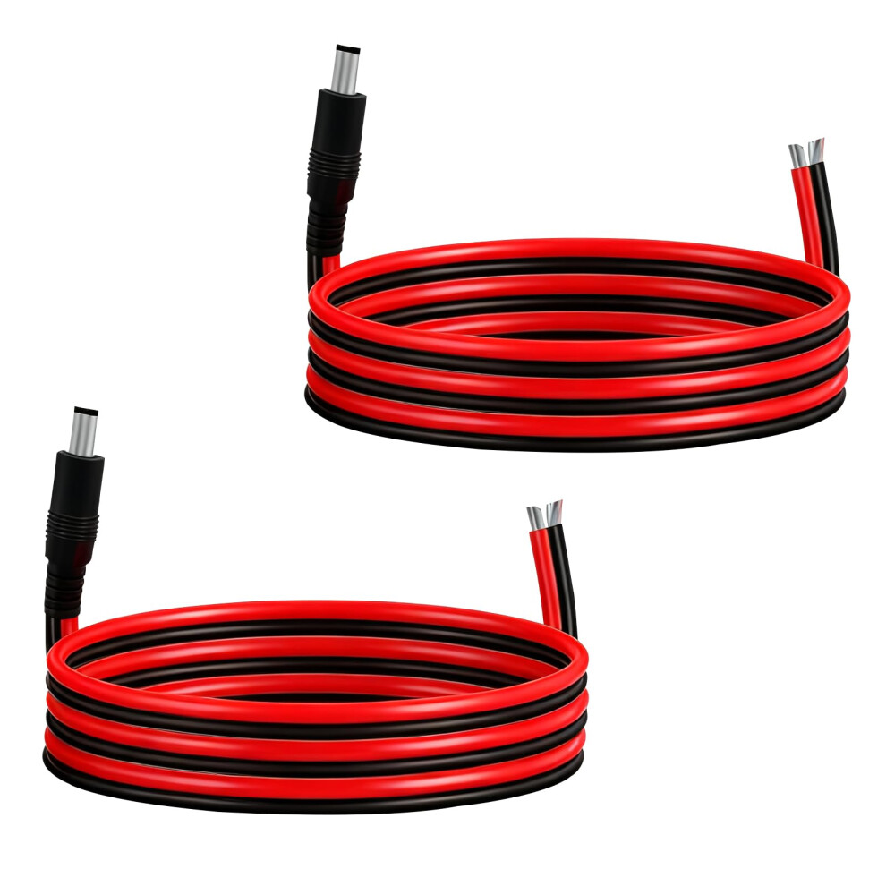 3.3Ft 14Awg Dc Power Cable 5.5Mm X 2.1Mm Barrel Connector 15A For 12V/24V Devices 2Pcs Black/Red 9455672187237
