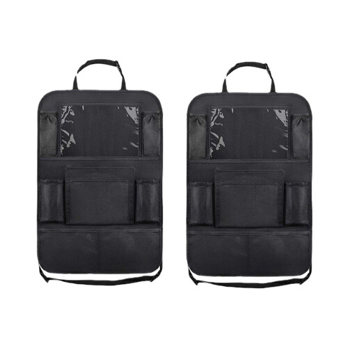 2 Pack Car Back Seat Organizer with Touchscreen Tablet Holder, Waterproof MultiPocket Storage, Easy Clean