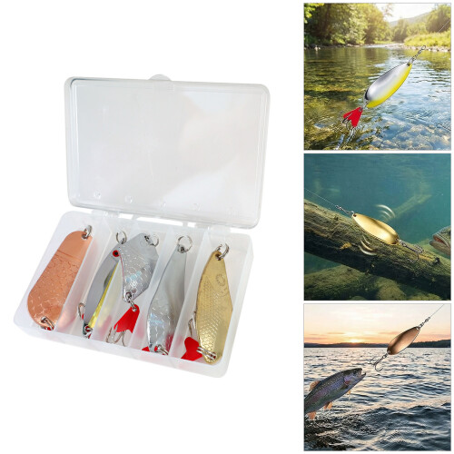 Treble Hook Spinner Baits Sequins Lures Metal Construction Spoon 1