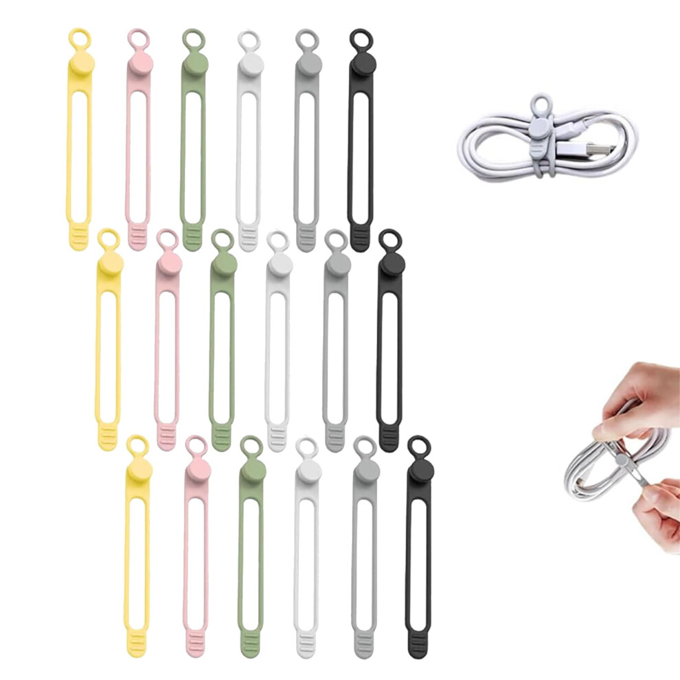 Cable Organizer With Elastic Silicone Straps, Reusable Cable Ties For Tangle Cord Management (6) 9092120676112