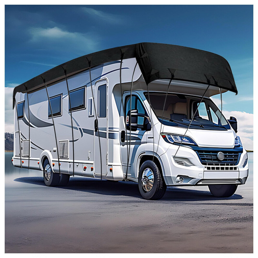 Waterproof Rv Roof Cover 6.5M X 3M Oxford Cloth Roof Protector With Uv Resistance And Adjustable Straps Black 9092120276350