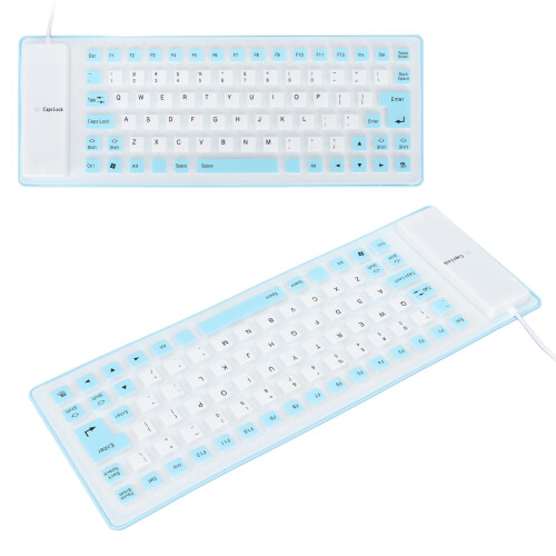Silicone Wired Keyboard 85 Keys Waterproof Dustproof Blue 2