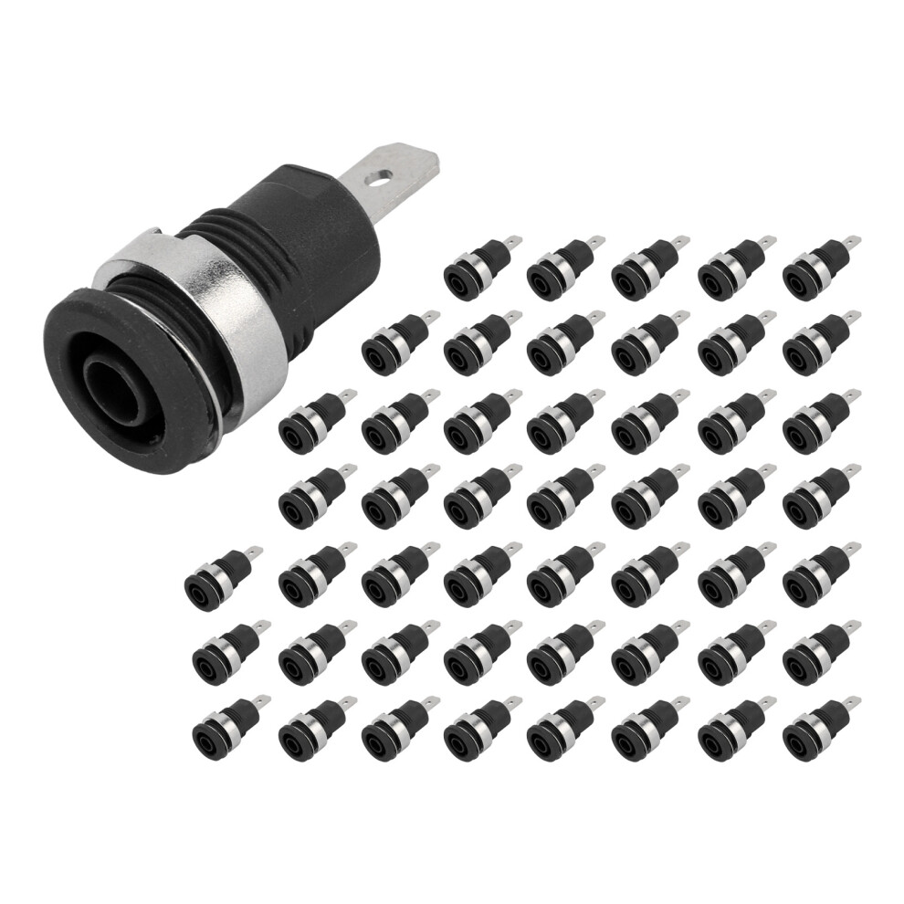 50Pcs Banana Sockets 4Mm High Current Electrical Tests Discharge Black 8761390529923