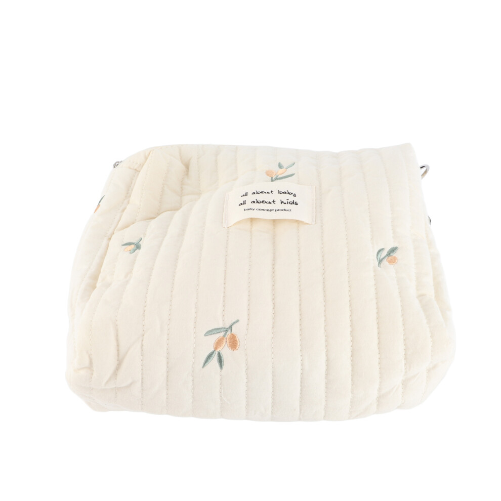 Multifunctional Baby Diaper Bag with Olive Embroidery, 24x20cm Cotton