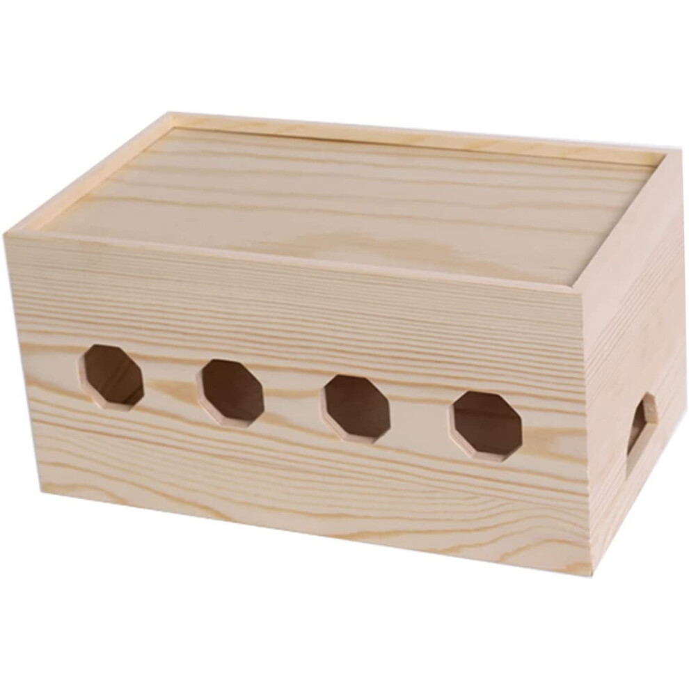 Cable Management Box With Bamboo Lid, Large Cord Organizer For Power Strips, Log Color 35X18x15cm 9455672187787