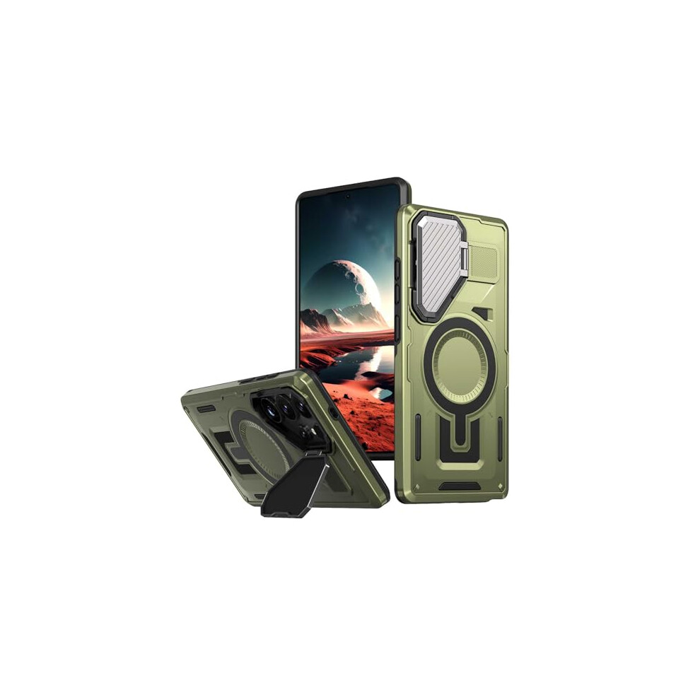 Magnetic Case For Samsung Galaxy S25 Ultra S25 Plus, Military Grade Shockproof Cover With Lens Protection And Wireless Charging Green 9073542694724