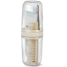 Travel Toothbrush Case with Toothpaste Storage, Transparent QuickDry Holder for Business Trips