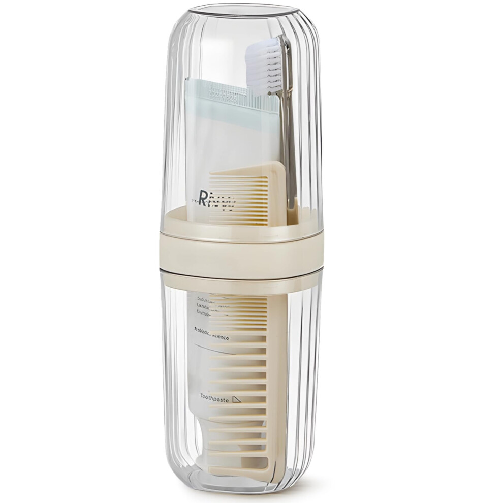 Travel Toothbrush Case with Toothpaste Storage, Transparent QuickDry Holder for Business Trips