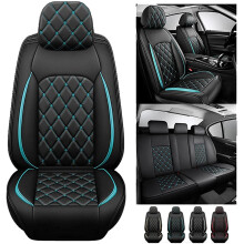Waterproof PU Leather Car Seat Covers Full Set for Jeep Wrangler JL JK Rubicon, Universal Fit Cream