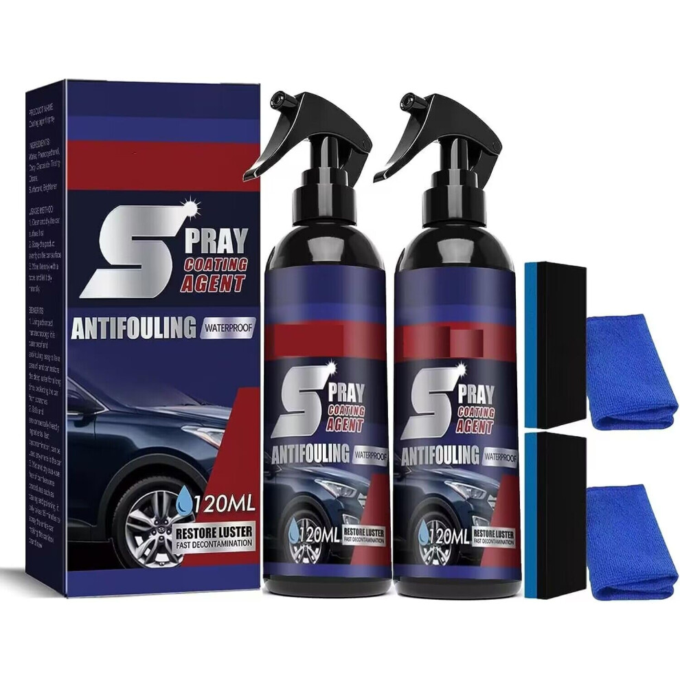 2Pcs 3 In 1 Car Ceramic Coating Spray With Hydrophobic Shield, Plastic Trim Restorer And Gloss Finish 9771547554325