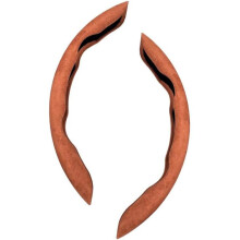 2Pcs Carbon Fiber Car Steering Wheel Cover Non Slip Breathable Durable Protector for Nissan Magnite Pathfinder Terra C Brown