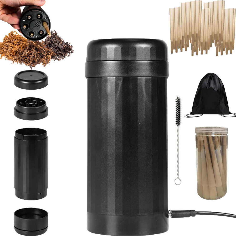 Electric Herb Grinder 2 in 1 Rechargeable Automatic Cone Filler for Easy Cordless Rolling