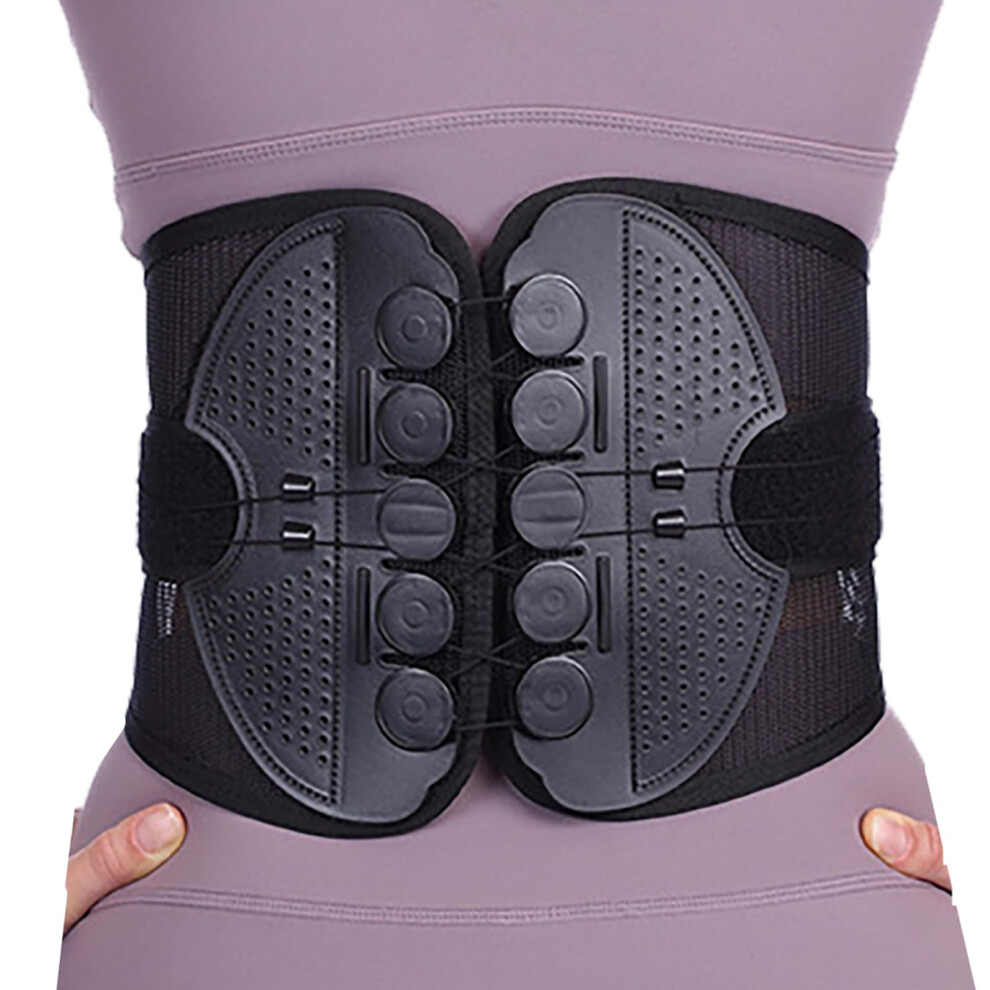 Back Brace for Lower Back Pain Relief with Eight Lumbar Support Straps, Breathable Large Belt for Sciatica