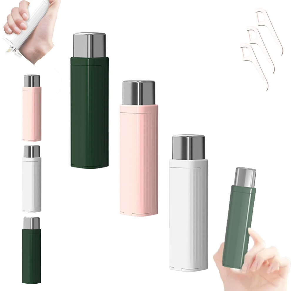 Portable Floss Dispenser with OneClick Pick Dispensing, Refillable Travel Dental Floss Case 3 Pcs