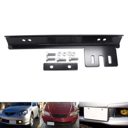 Black Front Bumper License Plate Bracket Mount Holder Set with Bolts and Nuts, Easy Installation 1